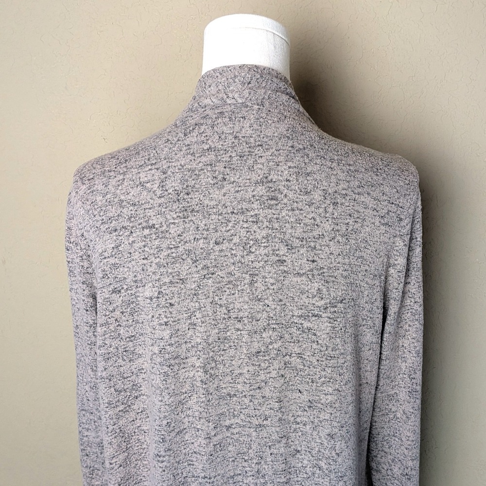 Philosophy Heather Taupe Open Front Cardigan Minimalist Cozy Casual Layer (Sz L) - Picture 9 of 10